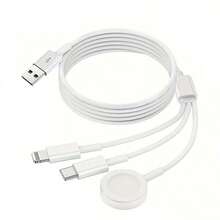 三合一 USB A/Type-C 多功能充电线，磁吸式快充线，兼容 Series Ultra SE/10/9/8/7/6/5/4/3/2/1、17/16/15/14/13/12/11 等型号 - 白色 - 查看 11