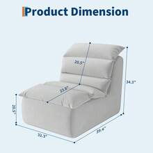 Puf para Adultos, sofá de Piso Perezoso con Espuma de Alta Resistencia, Base Antideslizante, Silla de puf para Adultos, Silla de Chimenea para Leer Juegos, Sala de Estar, recámara, Gris - Gris - Ver 2