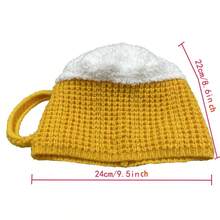 1顶趣味啤酒杯帽 - 男女皆宜的弹力秋冬帽，适合圣诞节、新年、派对庆祝活动 - 黃色 - 查看 6