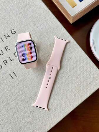 1pc Unisex Soft Silicone Buckle Sports Watch Band In Pink, Comfortable Adjustable Waterproof Wristband Compatible With Apple Watch 38/40/41/42/44/45/46/49mm, Compatible With Apple Watch Series Ultra/SE/11/10/9/8/7/6/5/4/3/2/1, Smartwatch Band Accessory