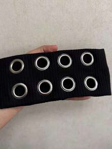 1pc Punk Girl Hollowed Out Eyelets Wide Elastic Headband Stretchy Metal Rock Steampunk For Sports Casual Headbands Hair Accessories Fall Women Bandana Autumn Sweatband Yoga Hair Wrap Workout Running Winter Hair Band For Vacation Outfits Woman Elegant Scarf - Multicolor - View 2