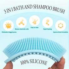 1pc/2pcs Upgraded 2-In-1 Silicone Body & Hair Brush, Exfoliating Shower Brush For Body, Premium Silicone Bath Sponge, Scalp Massager, Easy To Clean, Healthy & Silicone, Soft & Non-Irritating, Resilient & Durable Bristles - Multicolor - View 5