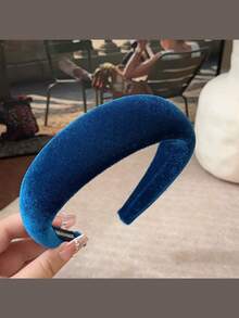 1件装时尚天鹅绒宽檐发箍，2025新款秋冬复古优雅发饰 - 彩色 - 查看 12