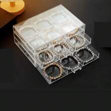 Feadily 1PCS Acrylic Jewelry Organizer Box, Jewelry Drawer Organizer With 3 Drawers 18 Grids, Bracelet Earring Holder Organizer, Clear - 透明/手鍊收納盒 - 查看 6