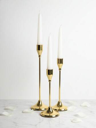 3/6pcs Elegant Metal Candle Holders - Minimalist Golden Black Candlestick Tabletop Centerpieces For Weddings, Parties, Home Decor & Holiday Celebrations, Festive Centerpiece | Elegant Tableware | Metal Construction, Candle Holder Decor