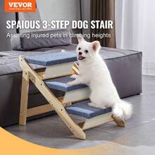 Wood Pet Stairs/Pet Steps 2-In-1 Foldable Wooden Dog Stair For Beds Sofa And Cars Dog Stairs And Ramp With 4 Steps For Small Medium Large Pet Up To 150 Lbs - 3步 - 查看 2