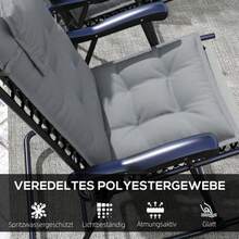 Set Of 2 Outsunny Cushions For Sun Loungers, Water-Repellent, For Garden Loungers, Beach Chairs, Deck Chairs, Garden Furniture Cushions, 50 X 116 X 5 Cm, Light Grey - 灰色 - 查看 5