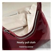 韩式红色漆器新月形手提包，女士手提包，时尚腋下包，高品质 - 彩色 - 查看 4