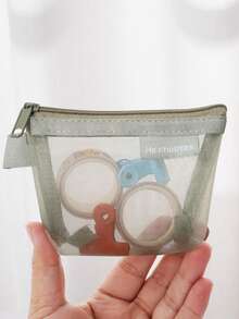 3pcs/Set Large Capacity Nylon Mesh Toiletry Bag, Portable Waterproof Cosmetic Bag, Multi-Function Makeup Pouch, Stationery Bag, Cable Organizer, Coin Purse - Multicolor - View 8