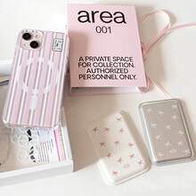 1 Set Korean Ins Girly Minimalist Bow Leather Magnetic Wireless Charging Magsafe Magnetic Card Holder Case Wallet Compatible With Iphone 16 Pro Max/15 Pro, 14/13/12/11