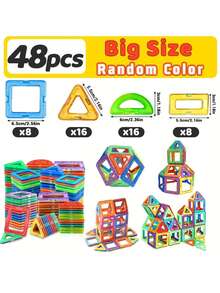 100pcs Magnetic Building Blocks, STEM Magnetic Sensory Toys, Suitable For Boys And Girls, Children's Magnetic Construction Toys For Brain Development, Preschool And Kindergarten - Multicolor - View 10