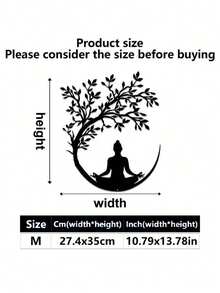 1 peça de arte de parede em metal com a Árvore da Vida e Buda da Meditação, artesanato multifuncional para pendurar na parede, ideal para escritório, sala de estar, quarto, pátio, cozinha, terraço, entrada de loja, café, salão de dança, bar e sala de ioga. Decoração zen para parede, decoração moderna para casa, presente perfeito para inauguração de casa, aniversário ou Natal. - Multicolorido - Ver 7