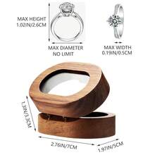 Oval Small Walnut Wooden Ring Box For 2 Rings, Ring Holder For Engagement Wedding Ceremony Marriage Birthday Gift (Beige Inner),BeigeInner - 米色內層 - 查看 3