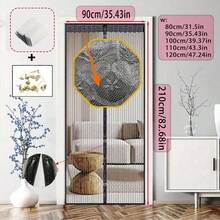 1 件磁性自闭纱门，防止蚊虫进入，透气透明设计，带装饰性蕾丝边，配有 2 个钩环带和 1 个钉袋，适合 80-120 厘米宽的门，家庭必备防蚊用品，夏季家居装修或出租的绝佳配件