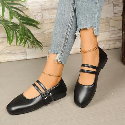 女士方头平底鞋，新款春秋季户外日常休闲一脚蹬乐福鞋，舒适时尚，柔软面料，软底通勤鞋，适合街道、学校、通勤、户外、度假、室内等各种场合，四季皆宜