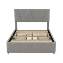 Upholstered Double Platform Bed With Four Drawers On Each Side, Adjustable Headboard, Grey (140*200cm) - Gray + Soft Pack - View 4