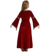 Renaissance Vintage Medieval Princess Queen Costume, Musical Theater Stage Performance Outfit, Palace Style Flared Sleeve Long Dress - Multicolor - View 7