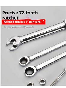 2-In-1 Ratchet Wrench Set, Home & Auto Repair Tool Kit, Dual-Head Quick Reverse, Portable Toolbox, Open-End Ratchet Hex Bit - Dual-purpose Double-ended Ratchet Wrench Set - View 4