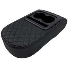 New TOMVAES Car Armrest CoverLeather Armrest Support Elbow Rest Pillow Auto Center Console Cushion Pad With Cup Holder And Organizer For SUV/Truck/Vehicle Black - As Pic - View 2
