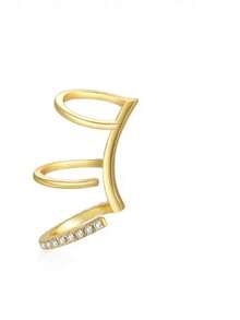 1 chiếc/bộ Khuyên tai kẹp vành tai không cần xỏ lỗ, đính đá Cubic Zirconia, món quà trang sức tinh tế dành cho phụ nữ. - Vàng - Xem 2