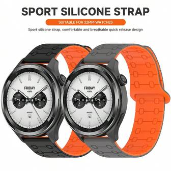 1 ชิ้น สายนาฬิกาข้อมือซิลิโคนแม่เหล็กสำหรับกีฬา ขนาด 22 มม. ใช้ได้กับ Huawei Watch5 GT 5 Pro GT 4 46 มม. ใช้ได้กับ Redmi Watch 5 Active 5 Lite ใช้ได้กับ Amazfit Balance