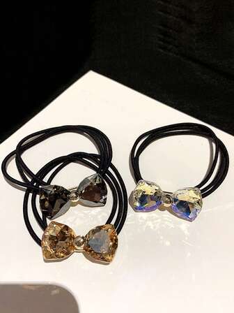 1Pc Valentine's Day Mother's Day Gifts Cute Rhinestones Cartoon Classic Simple Portable Elastic Big Hair Rings Hair Accessories Headwear Decorations Cute Hairstyles