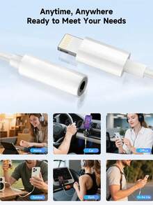 Fast Charging Lightning To 3.5mm Headphone Jack Adapter 1-2pcs 3.5mm Headphone Jack Adapter Auxiliary Audio Dongle Compatible With IPhone 14 Pro Max/14 Plus/14/13/12/11/XR/XS Max Spring Gift Birthday Anniversary - White - View 6