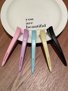 5 piezas Pinzas de pato coloridas para el cabello de mujer, pinzas de posicionamiento sin costuras para peluquería, pinzas de mandíbula larga para permanente y tinte, herramientas y accesorios de peinado, pinzas de garra, pasadores de cabello, barrettes - Multicolor - Ver 3