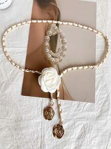 1 Piece Elegant Camellia Waist Chain For Women - Versatile & Casual, Ideal For Daily Commute, Holiday Gifting, Party & Gathering