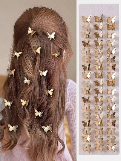 Set de 10 pinzas de metal con diseño de mariposa para el cabello de niñas, accesorios decorativos lindos para el cabello, adecuados para flequillo, coleta, trenzas, estilo europeo y americano
