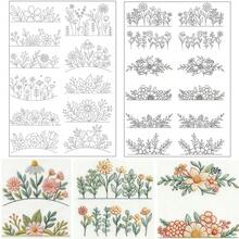 Mẫu thêu hoa lá tan trong nước, mẫu thêu in sẵn trên vải không dệt, phù hợp cho người mới bắt đầu, mẫu thêu tự dính in sẵn trên vải không dệt. - Đen và trắng - Xem 15