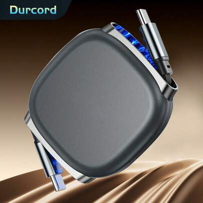 Durcord 240W USB-C 转 USB-C 快速充电线，磁吸式伸缩 USB-C 充电线，可伸缩 Lightning 充电线，多功能 USB-C 数据线，兼容 15/16/17 Pro Max/Pro、平板电脑，支持 PD 快充