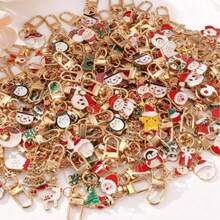 15/25个随机混装圣诞系列钥匙扣金属钥匙圈，完美实用设计，各种圣诞礼物挂件钥匙包配件，理想的圣诞派对装饰小礼物