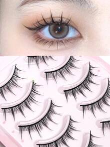 5 Pairs Cartoon Eyelashes, Natural Transparent False Eyelashes, Eyelash Extension, Curly & Soft, Beauty, Daily Makeup And Asian Makeup