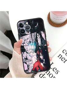 Funda Mate para Teléfono Compatible con 16 Plus 15 14 13 12 11 Pro Max Mini 7 8 XR 16Pro XSMax Dr. STONE Anime Negra Suave, Funda compatible con funda  17 pro max, funda  17 pro, funda  17, funda  16, funda  16 pro max, funda  15 - UUAZA01 - Ver 6