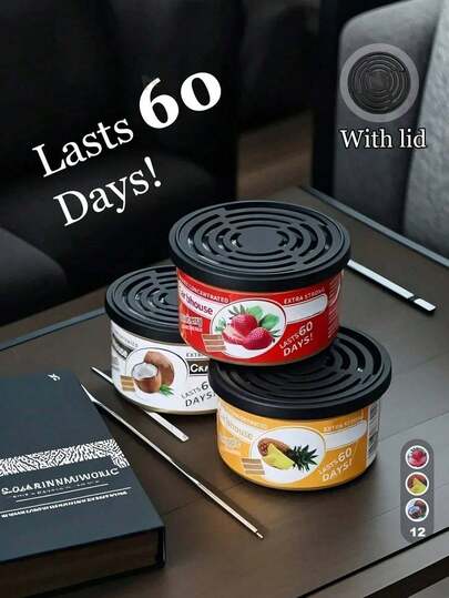 1pc Wooden Fiber Air Freshener With Fruit & Floral Scents, Suitable For Car Decor, Bathroom, Removing Pet Odor, Home Decor, Christmas, Car, Wardrobe, Toilet, Storage Room, Pet Room, Containing Jasmine, Strawberry, Pineapple, Coconut, New Car, Lavender, Cherry, Vanilla Scents, Best Gift For Women