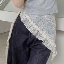 1pc Asymmetrical Yarn Skirt, Lace Elegant Yarn Skirt, Versatile Pinafore Dress Design