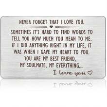 Wallet Insert Card Gifts Anniversary Idea Present Engraved Long Distance Relationship For Women Men Boyfriend Husband Wife Birthday Valentines - Never Forget That I Love You TCYO - 1 - View 8