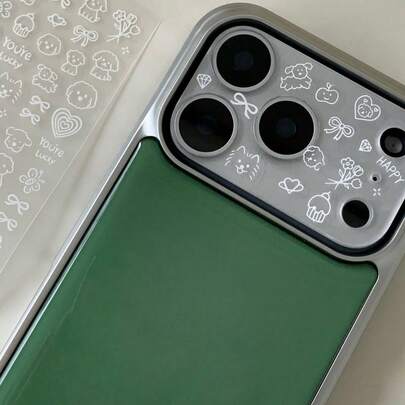 DIY贴纸镜头保护膜，可爱卡通猫狗图案，DIY透明相机贴纸保护膜，兼容 17 Pro Max、17 Pro、17 Air、17、16、15、14、13 Pro Max，钢化玻璃膜