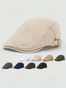 1pc LED Light Panel Newsboy Cap, Unisex Beret Hat, Men/Women Adjustable Beret, British Street Photography Artist Cap - A - View 1