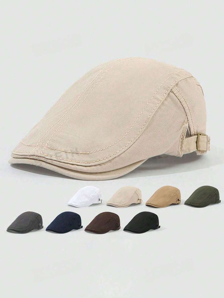 1pc LED Light Panel Newsboy Cap, Unisex Beret Hat, Men/Women Adjustable Beret, British Street Photography Artist Cap - A - View 1