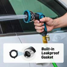 Boquilla de manguera de jardn, boquilla de rociador de manguera con 10 patrones de pulverizacin, vlvula de encendido y apagado, boquilla de manguera de agua de metal de alta presin para lavado de - inicial - Ver 5