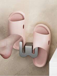 1pc Single Bathroom Slippers Rack, Wall Mounted No Drilling Bathroom Door Back Hanging Drainage Hook Shoe Storage Organizer