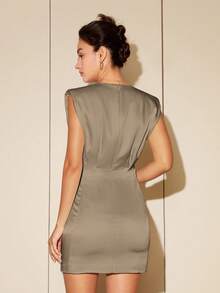 Women's Sleeveless Round Neck Casual Short Dress, Spring And Summer Outfits For Women Business Casual, Brown Dress