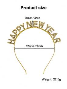 1pc Rhinestone "Happy New Year" Headband, Elegant Women's Party Accessory, Christmas Crown Headpiece, Suitable For New Year's Eve - Happy New Year Headband - View 8