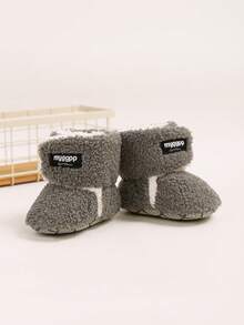 婴儿鞋、新生儿袜鞋、拖鞋、冬季保暖婴儿床鞋、幼儿鞋 - 灰色 - 查看 3
