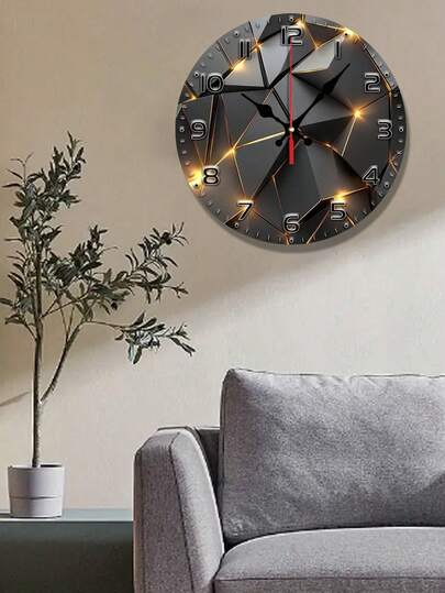 Elegant Abstract Marble Texture Wall Clock, Accented In Gold - Noiseless, Round Wooden Clock Suitable For Living Room, Kitchen, Office Or Bedroom - Available In 10-Inch And 12-Inch Sizes - Battery Powered Silently (Batteries Not Included)