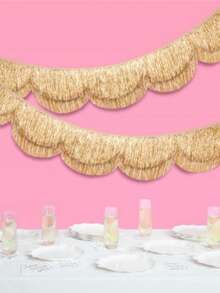 kumozawa 1件金色多层流苏背景布 - 5英尺 | 单身派对装饰、生日派对装饰、生日快乐装饰、拍照背景 - 金色 - 查看 5