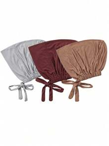 1件装女士纯色头巾衬里，透气柔软弹力头巾衬里，防滑舒适头巾，化疗睡眠帽，轻便头套，适合日常佩戴、脱发、旅行、瑜伽、工作、穆斯林头巾衬里 - 顏色 - 查看 6