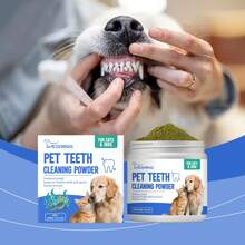 宠物牙齿清洁粉，去除牙垢和牙渍，清新口气，猫狗口腔护理 - 白色 - 查看 2
